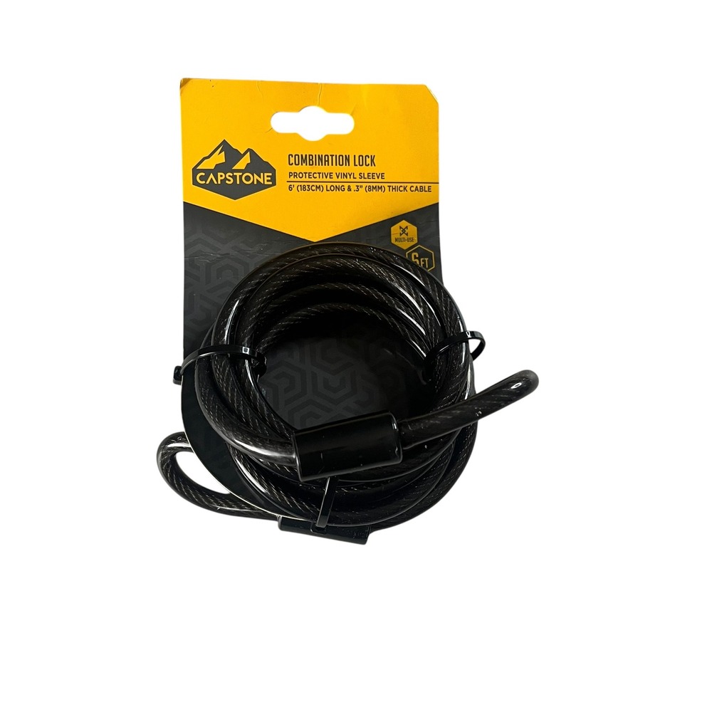 Capstone Combination Lock Bike Cable 6ft Black Security Vinyl Sleeve‎ 67221